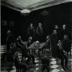 The Anatomy Lesson - Charcoal drawing on paper by José F. Esquivel | 2025 | Contemporary figurative art