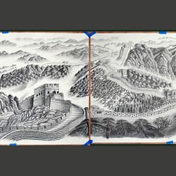 Chinese Mural - Charcoal drawing on paper by José F. Esquivel | 2023 | European academic drawing